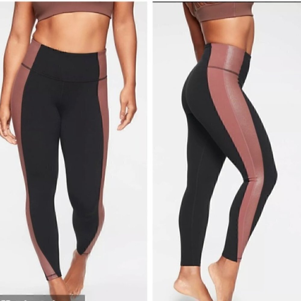 Athleta Salutation Colorblock Asym 7/8 In Powervita Black Size XS